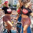 Paolla Oliveira, antes de último desfile como Rainha da Grande Rio, deixa barriga à mostra com minissaia diferentona no trio de Diogo Nogueira. Fotos!