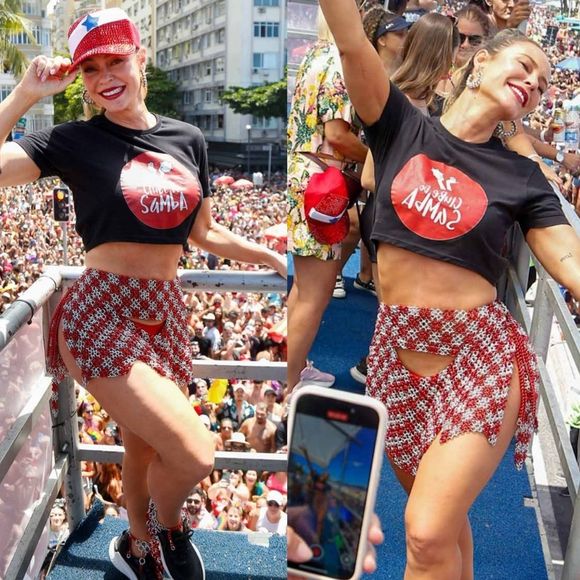 Carnaval RJ 2025: Paolla Oliveira, antes de último desfile como Rainha da Grande Rio, deixa barriga à mostra com minissaia diferentona no trio de Diogo Nogueira. Fotos!
