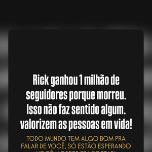 Roberta Miranda lamentou a morte de Rick e comentou o fenômeno nas redes sociais após a tragédia. O perfil do cantor ganhou mais de 1 milhão de seguidores
