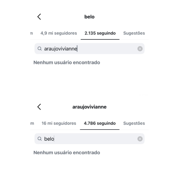 Viviane Araujo e Belo não se seguem no Instagram