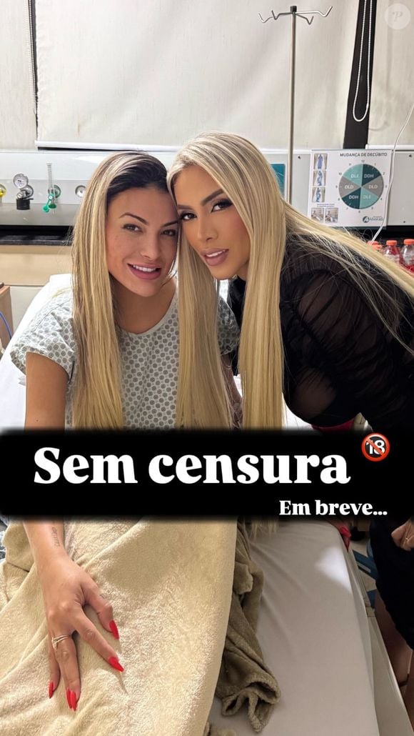 Internada, Andressa Urach foi visitada por Juju Ferrari, após duas sérias brigas em menos de 2 meses