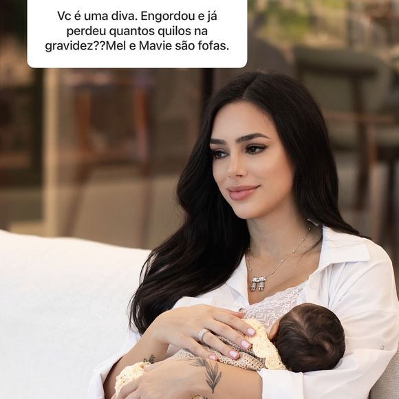 Na interação, Bruna Biancardi também falou sobre as mudanças em seu corpo nas duas gestações