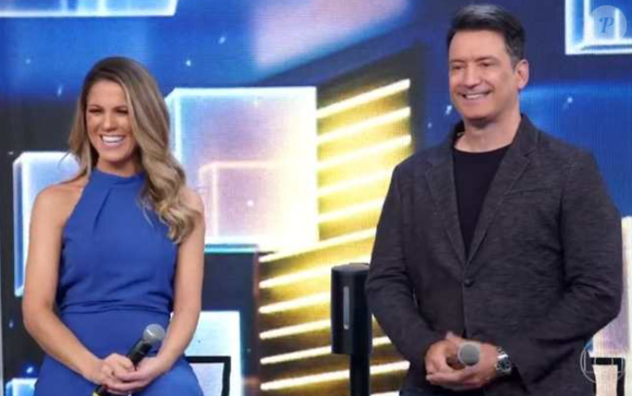 Jacqueline Brazil e o namorado, na época, em 2021, no 'Domingão do Faustão'.
