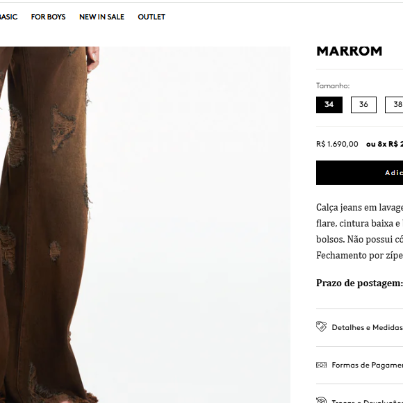 A calça é da TIG, marca brasileira considerada sensação entre a geração Z