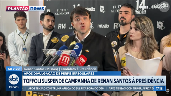 A chapa de Renan Santos apresentou 18 contas nas redes sociais ao TSE somente em 19 de agosto. Segundo o g1, no registro da candidatura, feito em 7 de agosto, haviam sido informados apenas um perfil no X e um site