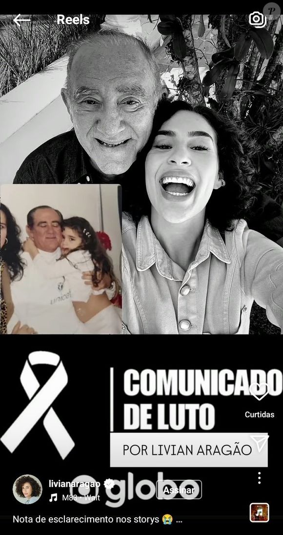 Perfil de Lívian Aragão no Instagram fez uma postagem com a foto de Renato Aragão e os dizeres ‘comunicado de luto’, mas tudo era parte de uma ação para divulgar uma publicidade