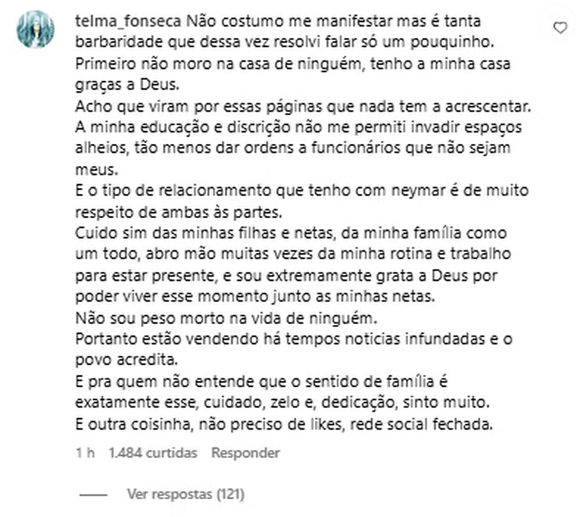 Telma Fonseca dispara: 'Não sou peso morto na vida de ninguém' em resposta a críticas