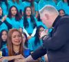 Lexa recebeu mensagem especial do Padre Marcelo Rossi ao vivo no 'Domingo Legal', do SBT, em 6 de julho de 2025 e não segurou o choro