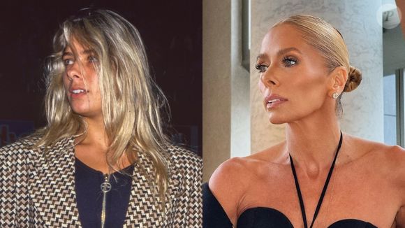 Antes e depois de Adriane Galisteu: na primeira foto, apresentadora tinha 23 anos e namorava Ayrton Senna. Hoje aos 52, continua belíssima e natural