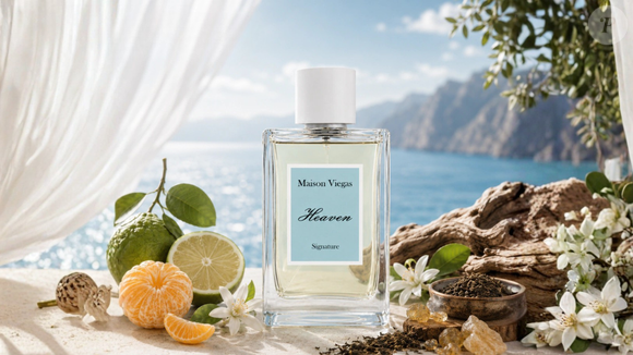 O Heaven, da Maison Viegas, pertence à família olfativa cítrico aromático e tem fixação e projeção classificadas como moderadas a altas pela marca. A fragrância de 100 ml custa R$ 189 e é apresentada como uma opção inspirada no Imagination, da Louis Vuitton, perfume de luxo com notas cítricas e chá preto chinês