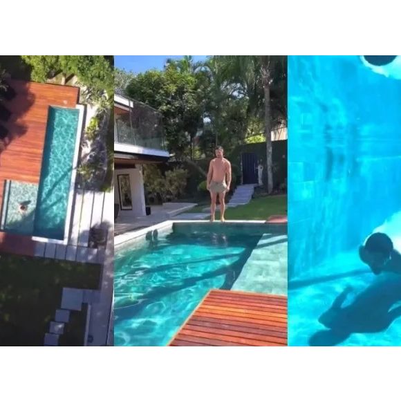 Um dos principais atrativos do imóvel é a piscina gigantesca onde o ator de 'Três Graças' aproveita os dias de folga