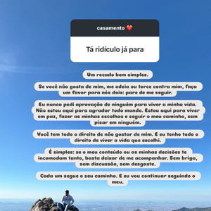 Por fim, Lucas Borbas ainda rebateu as críticas que vem recebendo desde que anunciou o noivado com Diulia Loregian