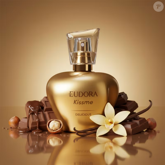 A composição do Kiss Me Delicious aposta na cremosidade do Acorde de Gold Chocolate, na sofisticação da Gardênia e no calor do Sândalo, criando uma fragrância marcada pela doçura e pela presença