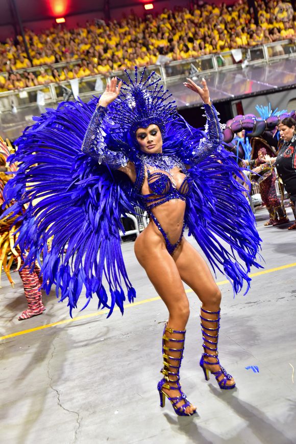 Ex-bailarina do 'Domingão do Faustão', Natacha Horana desfilou pela Gaviões da Fiel como musa no Carnaval 2026 meses após ser presa. Roupa no valor de um carro popular reunia mais de 10 mil cristais e 1.500 penas