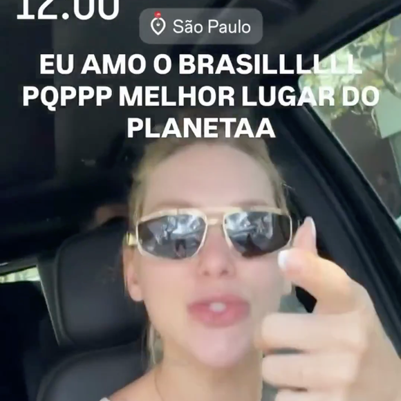 "Eu amo o Brasil! Put* que pariu, melhor lugar do planeta. É pisar aqui que a energia muda", escreveu Virgínia em seus stories