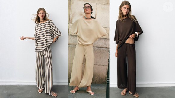Para quem gosta de peças que combinam com diferentes propostas de estilo, a Zara apresenta uma calça rústica de R$ 179 com pernas largas e aberturas laterais. O modelo tem cós elástico e cintura alta, além de versões em cores como marrom, bege-claro, bege-areia e marrom com listras