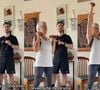 O primeiro é um exercício de força, onde você começa sentada e se levanta segurando halteres