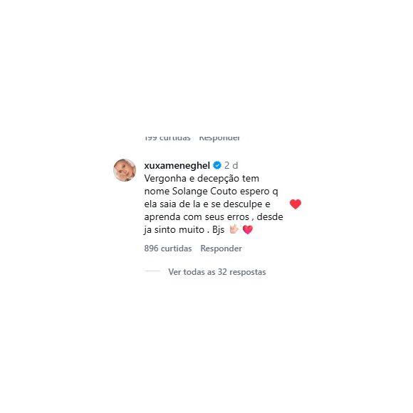 Solange Couto foi detonada por Xuxa Meneghel na web na semana de sua eliminação do 'BBB 26'