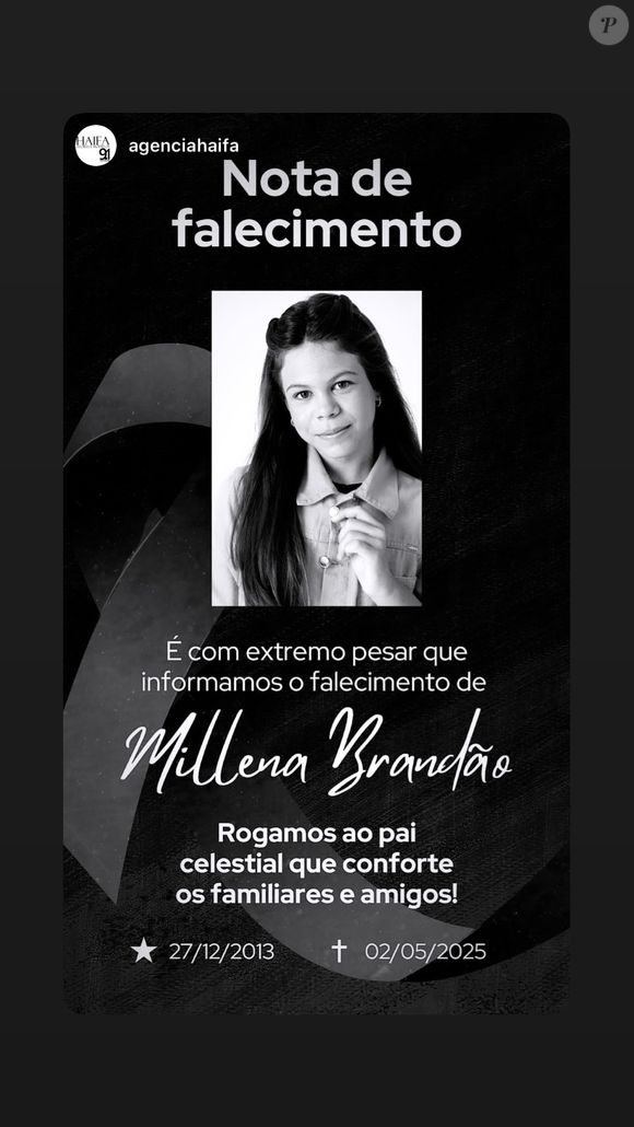 Millena Brandão morreu na última sexta-feira, 02 de maio de 2025