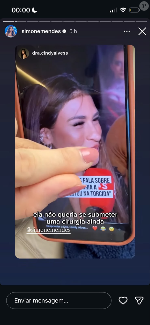 Simone Mendes revelou que a mudança no nariz ainda faz parte da recuperação e que o resultado definitivo deve aparecer nas próximas semanas; médica também detalhou procedimento