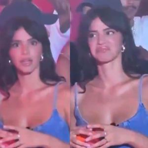 Bruna Marquezine manifestou uma expressão engraçada ao ouvir a música de Ludmilla.