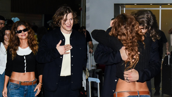 Amor de ouro! Medalhista olímpico, Lucas Pinheiro Braathen ganha carinho de Isadora Cruz em chegada ao Brasil; atriz usa aerolook com jeans de cintura baixa