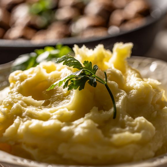Um dos segredos do purê de batata perfeito é passá-las em uma peneira depois de ter cozinhado, para evitar pedaços