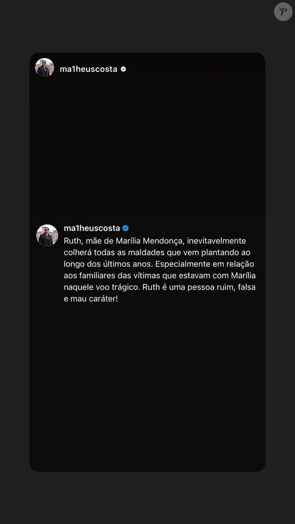 Ruth Moreira é chamada de ‘pessoa ruim, falsa e mau-caráter’ em postagem compartilhada pela mulher de Henrique Bahia