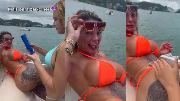 Elas não param... Andressa Urach posta novo vídeo polêmico com a namorada do filho e web reage: 'Satanás se benze quando vê Andressa'