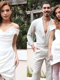 O look de Giovanna Lancellotti para festa pré-casamento com Gabriel David: atriz da novela 'Dona de Mim' repete marca de vestido de noiva e usa salto extravagante; veja 20 fotos!