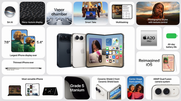 Equipado com o chip A20 Pro, o iPhone Duo também traz recursos como Apple Intelligence e Siri AI