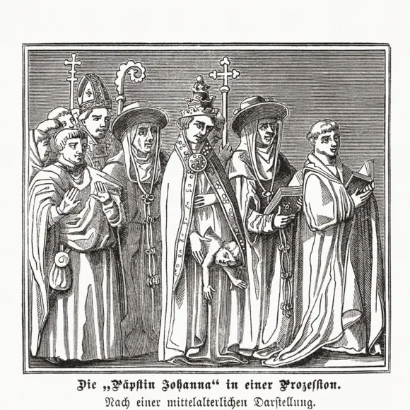 A iconografia medieval retrata o momento em que Joana dá à luz em público