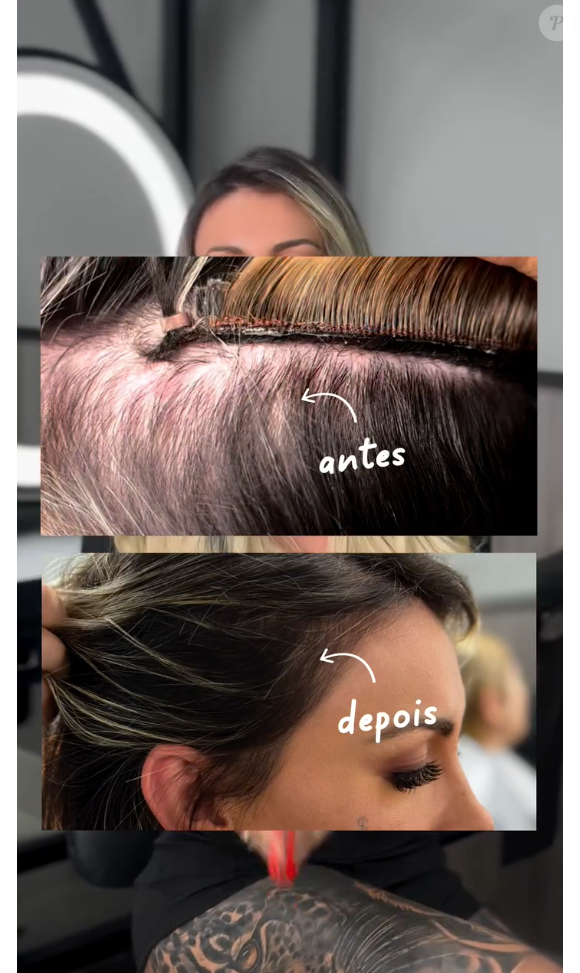 Andressa Urach optou por uma técnica que esconde o mega hair e dá aparência natural aos fios