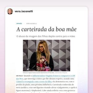 Alinne Moraes compartilhou trecho deste artigo em seu perfil no Instagram