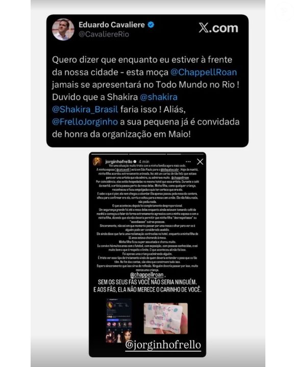 Prefeito do Rio, Eduardo Cavaliere atacou Chappell Roan após polêmica com filha de Jorginho, do Flamengo, e prometeu: 'Quero dizer que enquanto eu estiver à frente da nossa cidade, esta moça Chappell jamais se apresentará no 'Todo Mundo no Rio!'