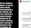 Página de esquerda radical fez ataques à mãe de Isabella Nardoni, Ana Carolina Oliveira, e ao pai de Henry Borel, Leniel Borel - crianças foram assassinadas: ela pelo pai e madrasta e ele pelo padrasto