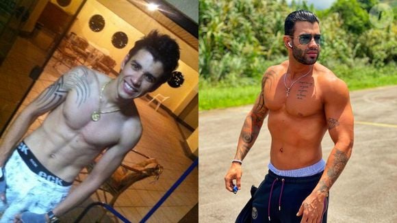 Antes magrinho, Gusttavo Lima pegou firme na academia para turbinar seu corpo ao longo da carreira