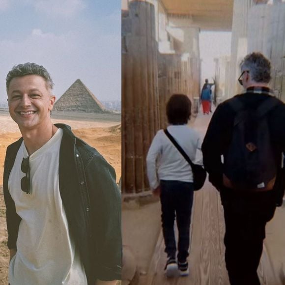 Lucas Lima, ex-marido de Sandy, faz viagem na companhia do filho do casal, Theo.