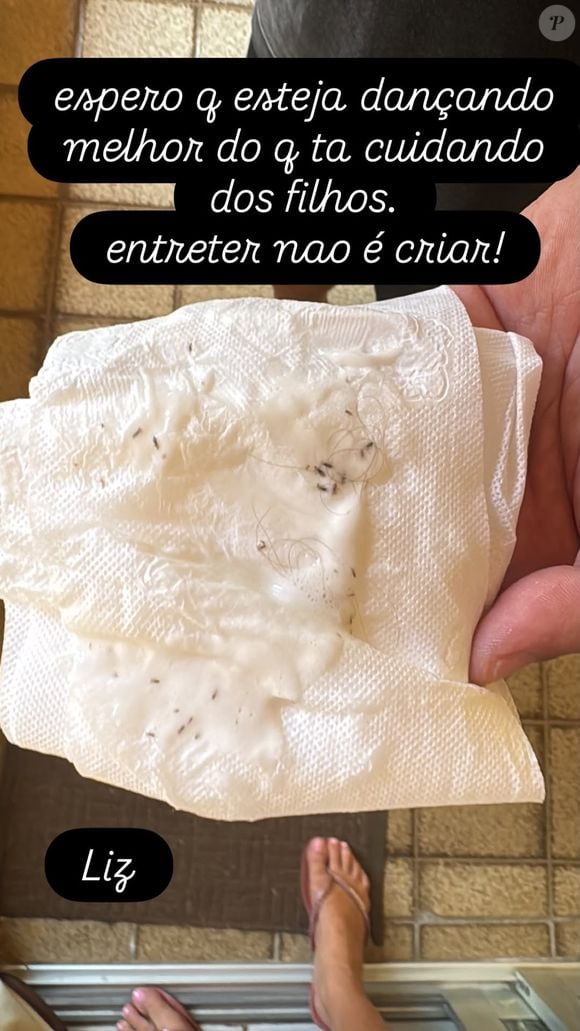 Luana Piovani mostrou que Liz acabou contraindo piolhos e ainda criticou a presença de Pedro Scooby na 'Dança dos Famosos'