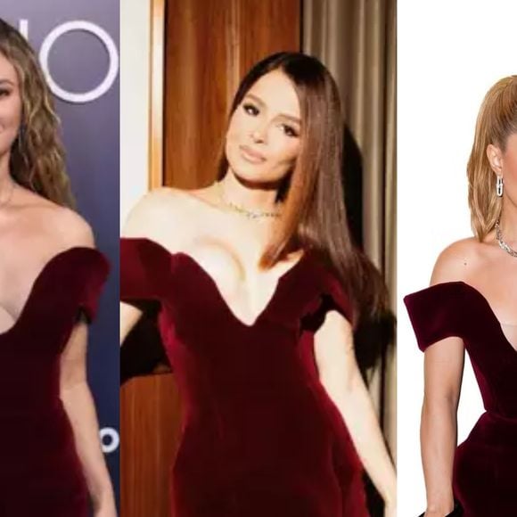 No especial de 60 anos da Globo, Paolla Oliveira e as cantoras Maiara e Manu Bahtidão usaram o mesmo vestido de veludo da grife David Koma