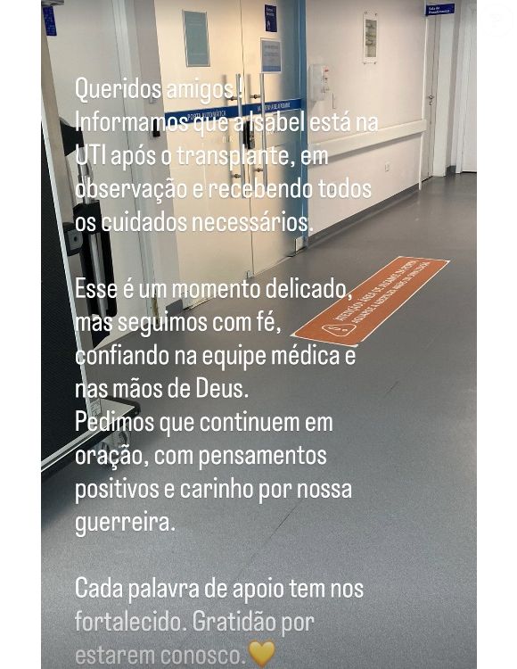 Transplante de Isabel Veloso: pai da influencer havia pedido orações à filha famosa horas após transplante de medula