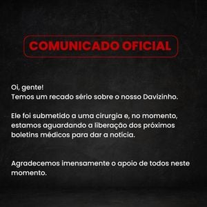 Equipe de Davi Brito postou um comunicado nas redes sociais com teor, no mínimo, alarmante, com direito a fundo preto e à música ‘Segura nas Mãos de Deus’