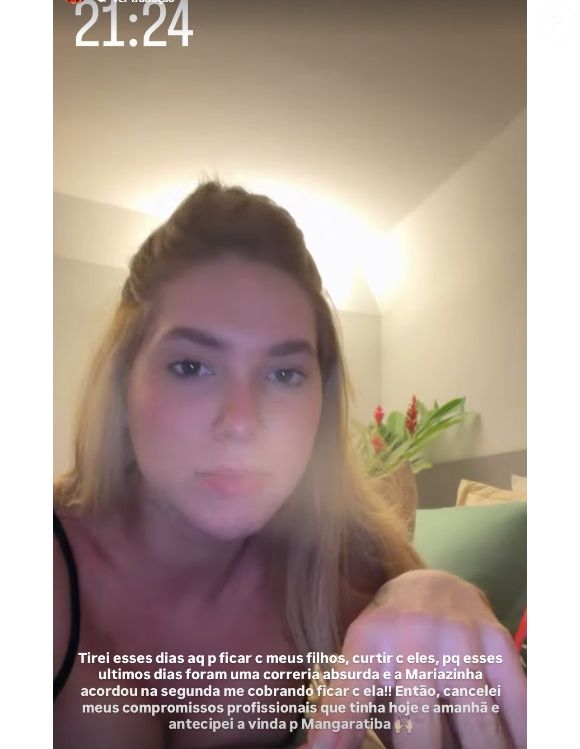 Virgínia afirmou que não foi ao ensaio da Grande Rio para ficar com os filhos ao atribuir rotina intensa nos dias passados