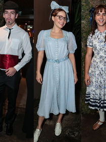 Letícia Colin de Ana Francisca, João Victor Gonçalves de Bernadete e Pietro Antonelli de Murilo Benício em 'Ti Ti Ti': 19 looks da festa dos 100 capítulos de 'Quem Ama Cuida' são pura nostalgia da TV Globo
