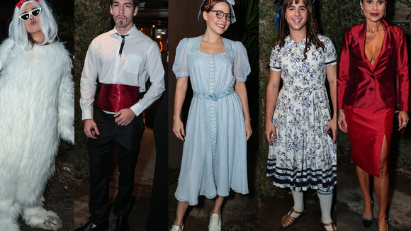 Letícia Colin de Ana Francisca, João Victor Gonçalves de Bernadete e Pietro Antonelli de Murilo Benício em 'Ti Ti Ti': 19 looks da festa dos 100 capítulos de 'Quem Ama Cuida' são pura nostalgia da TV Globo