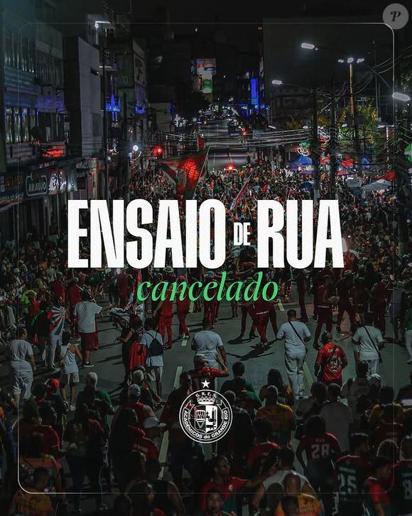 A Grande Rio cancelou o ensaio de rua por causa da ameaça de fortes chuvas