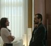 Em 'Os Outros', Letícia Colin interpretou Raquel, uma mulher evangélica que não aprova a permanência de Sérgio, vivido por Eduardo Sterblitch, um miliciano, como seu vizinho no condomínio