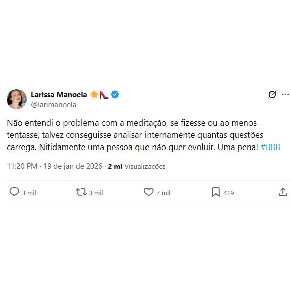 Larissa Manoela disse não ter citado nenhum nome, após a web entender como alfinetada a Ana Paula Renault
