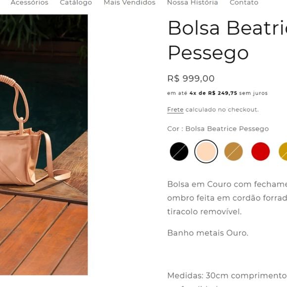 Já a bolsa Beatrice também está à venda no site de Priscila Torres Design por R$ 999,00.