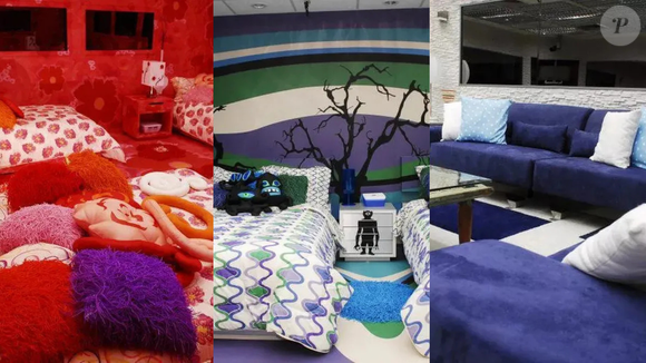 BBB 8 – a sala tinha uma decoração mais sóbria, enquanto os quartos eram mais coloridos; um deles trazia flores e paredes vermelhas, e o outro apostava em um visual futurista com almofadas em formato de alienígenas